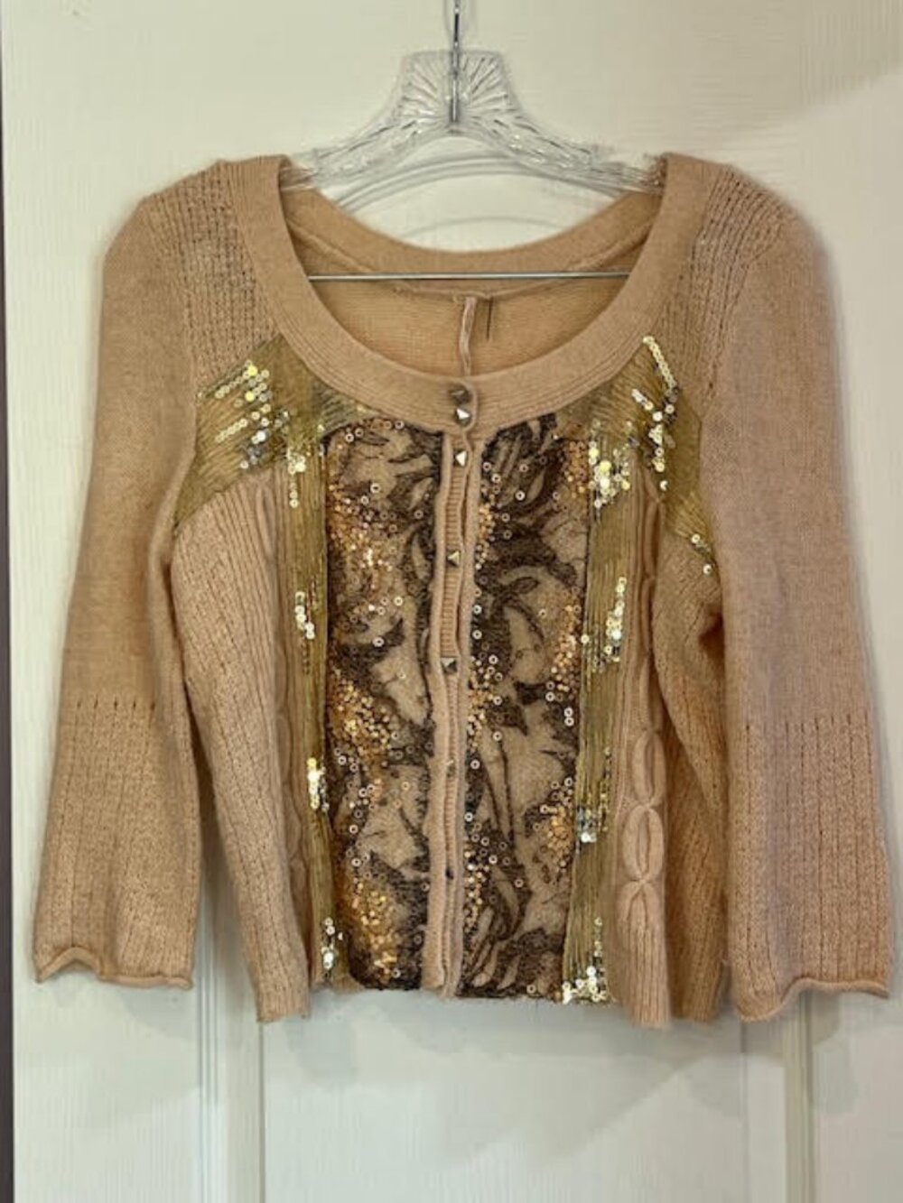 Vintage Free People Art Nouveau Sequin and lace Cardigan - Picture 7 of 7